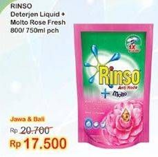 Promo Harga Rinso Molto Liquid Detergent Rose Fresh 800 ml / 750 ml  - Indomaret