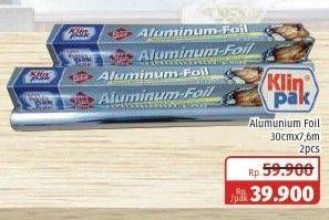 Promo Harga KLINPAK Aluminium Foil 30cm X 7.6m per 2 pcs - Lotte Grosir