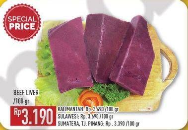 Promo Harga Beef Liver (Hati Sapi) per 100 gr - Hypermart