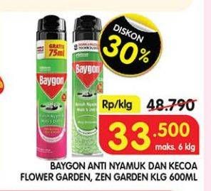 Promo Harga Baygon Insektisida Spray Flower Garden, Zen Garden 600 ml - Superindo