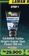 Promo Harga Garnier Men Turbo Light Oil Control Facial Foam Super Duo Whitening + Oil Control 100 ml - Indomaret