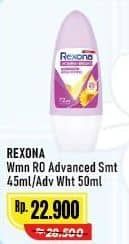Promo Harga Rexona Deo Roll On Advanced Smooth, Advanced Whitening 50 ml - Alfamart