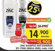 Promo Harga ZINC Shampoo Anti Dandruff, All Variants 170 ml - Superindo