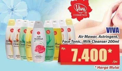 Promo Harga VIVA Air Mawar, Astrigent, Face Tonic, Milk Cleanser 200 mL  - Hari Hari