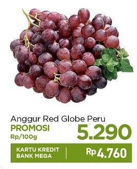 Promo Harga Anggur Red Globe Peru per 100 gr - Carrefour