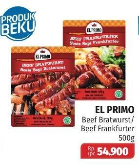 Promo Harga EL PRIMO Sosis Beef Bratwurst, Beef Frankfurter 500 gr - Lotte Grosir