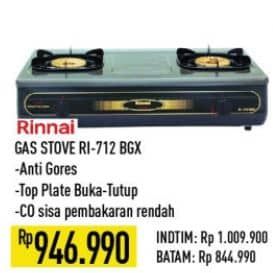 Promo Harga Rinnai RI-712 BGX Kompor Gas  - Hypermart