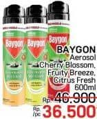 Promo Harga Baygon Insektisida Spray Cherry Blossom, Fruity Breeze, Citrus Fresh 600 ml - LotteMart