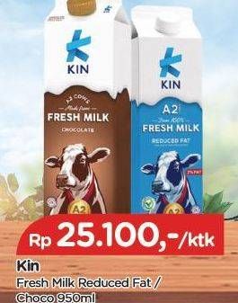 Promo Harga KIN Fresh Milk Reduced Fat, Chocolate 950 ml - TIP TOP