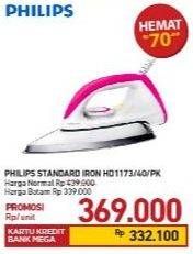 Promo Harga PHILIPS HD 1173 | Dry Iron 40/PK  - Carrefour