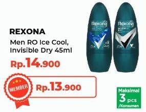 Promo Harga Rexona Men Deo Roll On Ice Cool, Invisible Dry 45 ml - Yogya