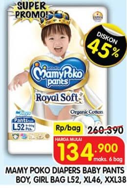 Promo Harga Mamy Poko Pants Royal Soft L52, XL46, XXL38 38 pcs - Superindo