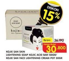 Promo Harga KOJIE SAN Skin Lightening Soap 135 gr/Face Lightening Cream 30 gr  - Superindo