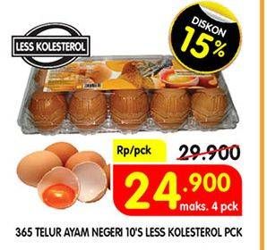 Promo Harga 365 Telur Ayam Negeri Less Cholesterol 10 pcs - Superindo