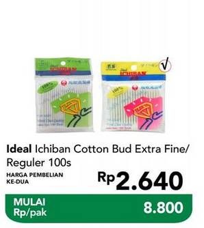 Promo Harga IDEAL ICHIBAN Cotton Bud Fine, Reguler 100 pcs - Carrefour