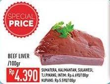 Promo Harga Beef Liver (Hati Sapi) per 100 gr - Hypermart