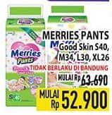 Promo Harga Merries Pants Good Skin XL26, M34, S40, L30 26 pcs - Hypermart