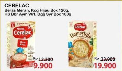Promo Harga Nestle Cerelac Bubur Bayi Kacang Hijau, Beras Merah 120 gr - Alfamart