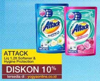 Promo Harga ATTACK Detergent Liquid Plus Softener, Hygiene Plus Protection 1200 ml - Yogya
