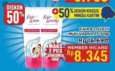 Promo Harga Glow & Lovely (fair & Lovely) Facial Foam Brightening Multi Vitamin 50 gr - Hypermart