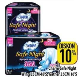 Promo Harga Charm Safe Night Wing 35cm, Gathers 35cm 16 pcs - Hypermart