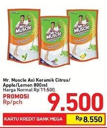 Promo Harga MR MUSCLE Keramik Floor Cleaner Axi Citrus, Axi Lemon, Axi Apple 800 ml - Carrefour