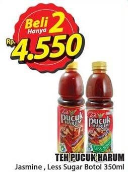 Promo Harga TEH PUCUK HARUM Minuman Teh Jasmine, Less Sugar per 2 botol 350 ml - Hari Hari