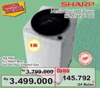 Promo Harga SHARP ES-M909T-GG | Washing Machine Top Loading Capacity 9 kg  - Giant