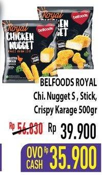 Promo Harga BELFOODS Royal Nugget Chicken Nugget S, Chicken Nugget Stick, Crispy Karaage 500 gr - Hypermart