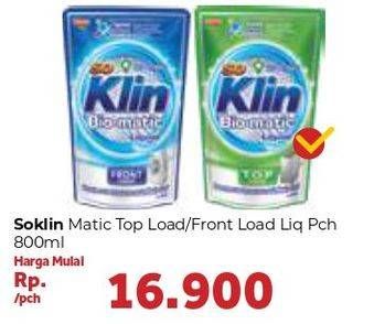 Promo Harga SO KLIN Biomatic Liquid Detergent Top Load, Front Load 800 ml - Carrefour