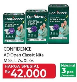 Promo Harga Confidence Adult Classic Night Ekstra Serap & Kering M8, XL6, L7 6 pcs - Yogya