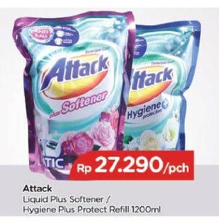 Promo Harga ATTACK Detergent Liquid Plus Softener, Hygiene + Protect 1200 ml - TIP TOP