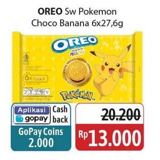 Promo Harga Oreo Biskuit Sandwich Pokemon Cokelat Pisang per 6 pcs 27 gr - Alfamidi