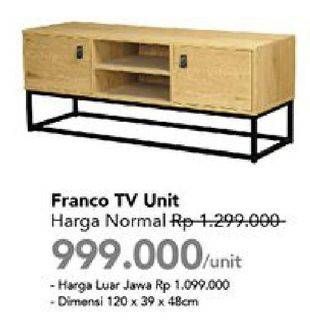Promo Harga Franco TV Unit 120x39x48cm  - Carrefour