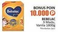 Promo Harga BEBELAC 3 Susu Pertumbuhan Madu, Vanila 1800 gr - Alfamidi