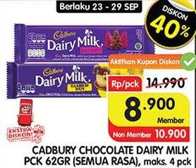 Promo Harga CADBURY Dairy Milk All Variants 62 gr - Superindo