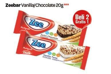 Promo Harga ZEE Cereal Bar Vanila, Chocolate per 2 pouch 20 gr - Carrefour