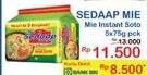 Promo Harga SEDAAP Mie Kuah Soto per 5 pcs 75 gr - Indomaret