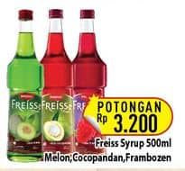 Promo Harga Freiss Syrup Melon, Frambozen, Cocopandan 500 ml - Hypermart