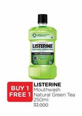 Promo Harga Listerine Mouthwash Antiseptic Natural Green Tea 250 ml - Watsons
