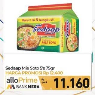 Promo Harga Sedaap Mie Kuah Soto per 5 pcs 75 gr - Carrefour