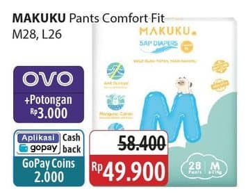 Promo Harga Makuku Comfort Fit Diapers Pants M28, L26 26 pcs - Alfamidi