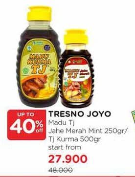Promo Harga Tresno Joyo Madu TJ Jahe Merah Mint, Kurma 250 gr - Watsons