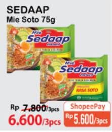 Promo Harga SEDAAP Mie Kuah Soto 75 gr - Alfamart