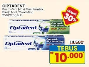 Promo Harga Ciptadent Pasta Gigi Maxi 12 Plus Fresh Mint, Cool Mint 225 gr - Indomaret