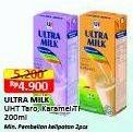 Promo Harga Ultra Milk Susu UHT Taro, Karamel 200 ml - Alfamart