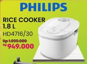 Promo Harga Philips 3000 Series Philips Digital Rice Cooker HD4716 /30  - COURTS