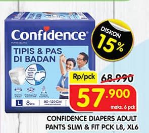 Promo Harga Confidence Adult Pants Tipis & Pas Di Badan L8, XL6 6 pcs - Superindo