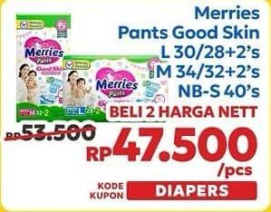 Promo Harga Merries Pants Good Skin L30, M34, NB-S40 30 pcs - Indomaret