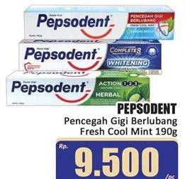 Promo Harga Pepsodent Pasta Gigi Pencegah Gigi Berlubang Fresh Cool Mint 190 gr - Hari Hari